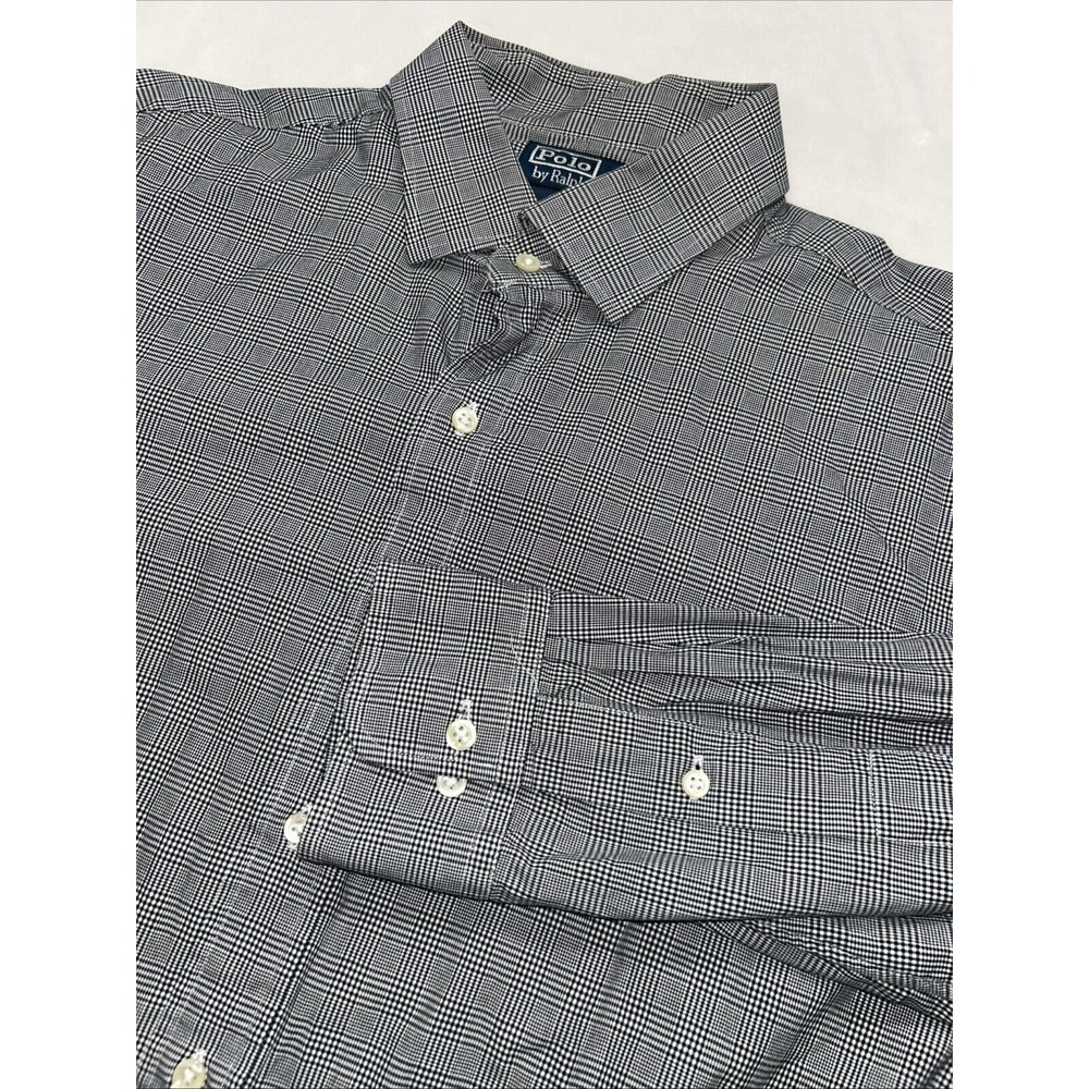 Polo Ralph Lauren Regent Custom Fit Long‎ Sleev Button Up, 17.5, Checkered Plaid